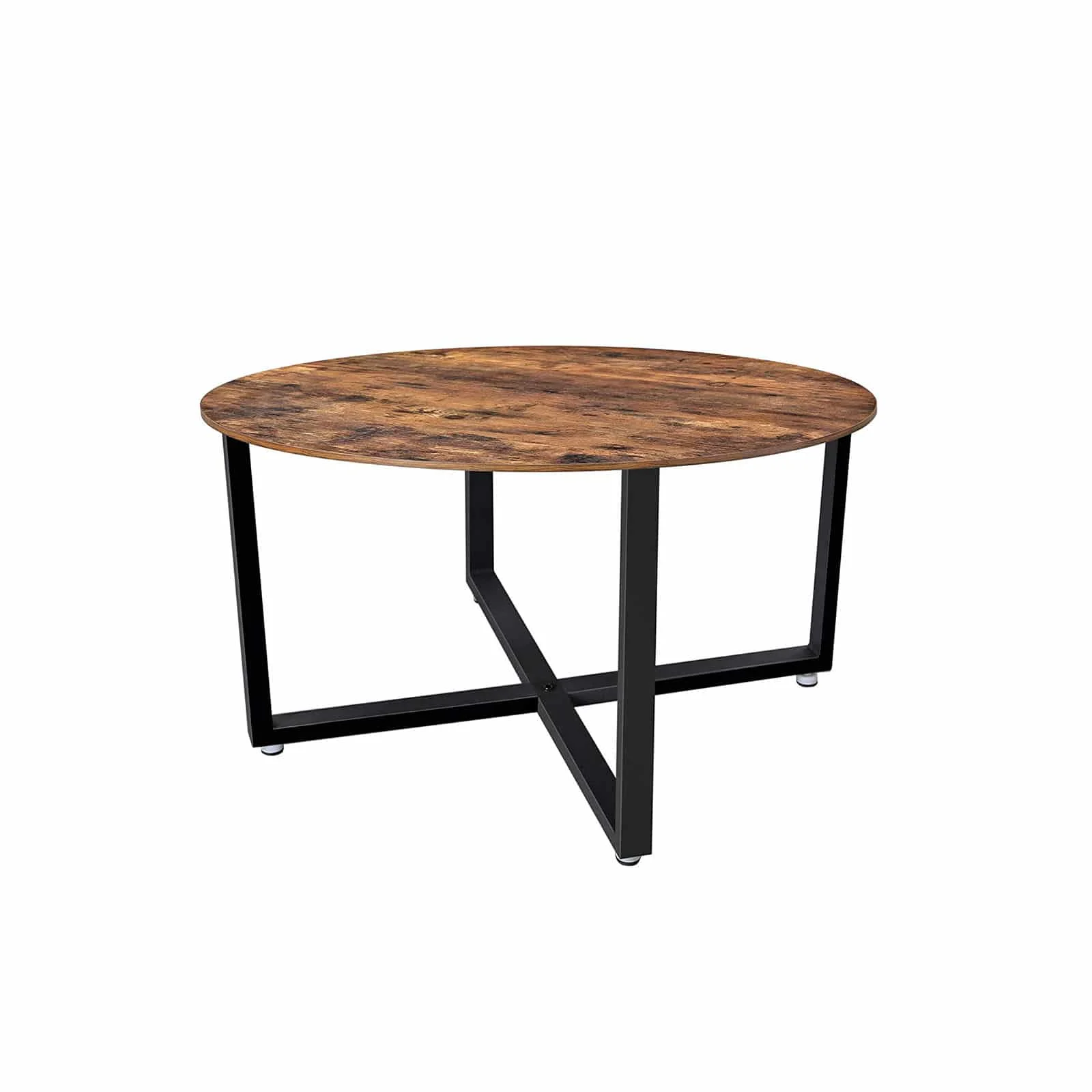VASAGLE Couchtisch rund 88 cm – Vintage Holz & Metall