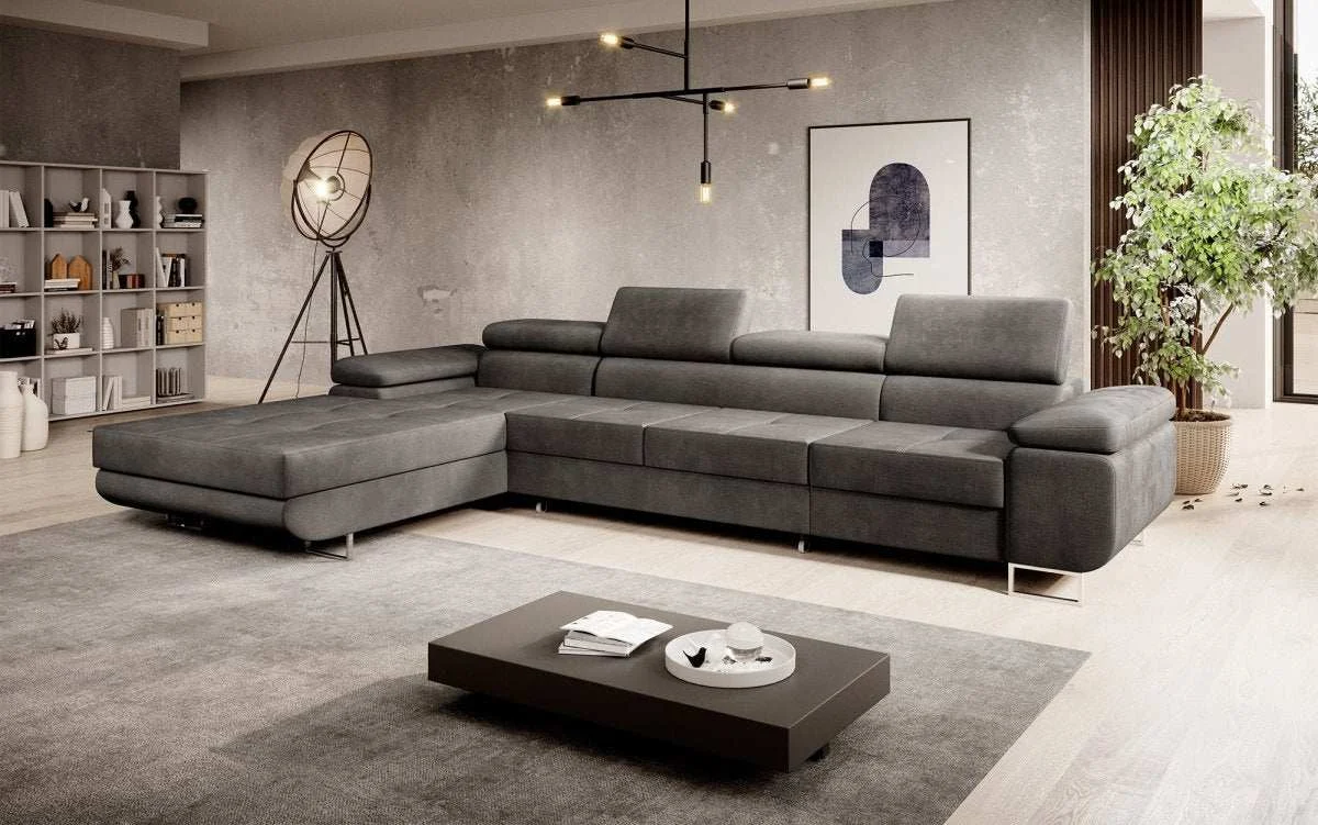 Designer Sofa Calvera Maxi mit Schlaf- und Klappfunktion in Samt