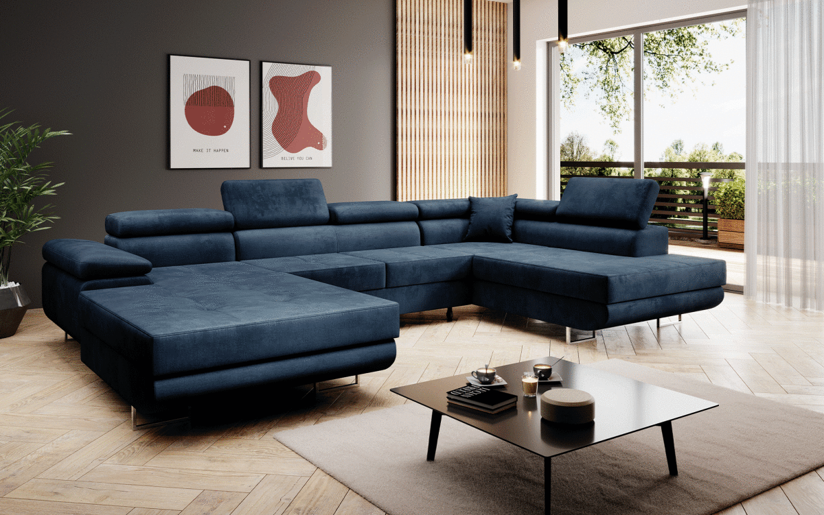 Designer Sofa Lago mit Schlaf - und Klappfunktion in Samt