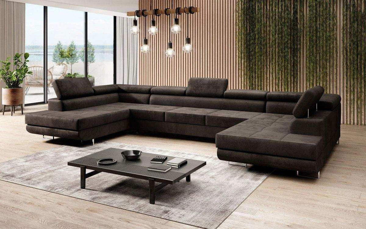 Designer Sofa Taormina mit Schlaf- und Klappfunktion in Samt