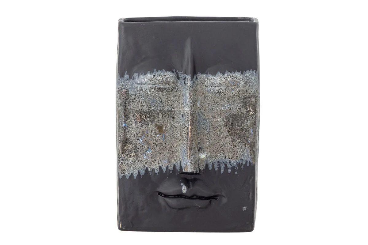 Vase „Kaelra“ – Steingut in Schwarz