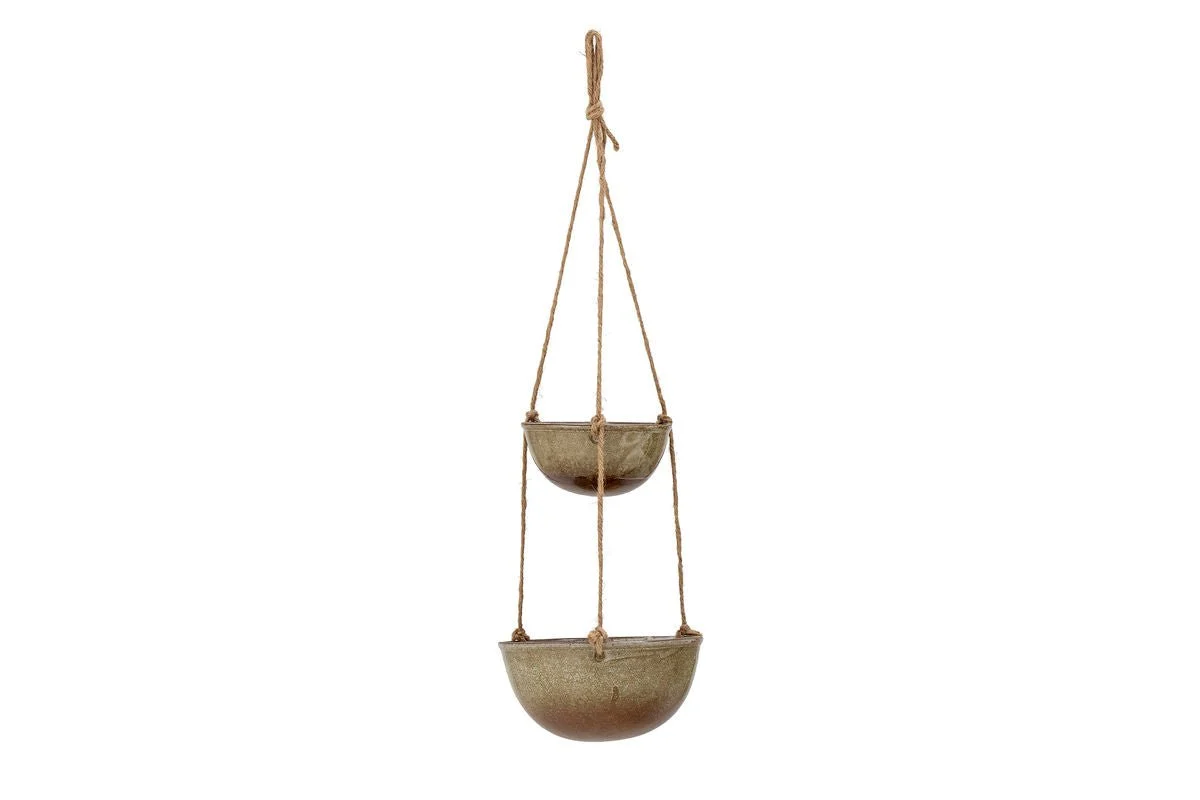 Hängeschalen-Set Ocon – Steingut in Braun (2er-Set)
