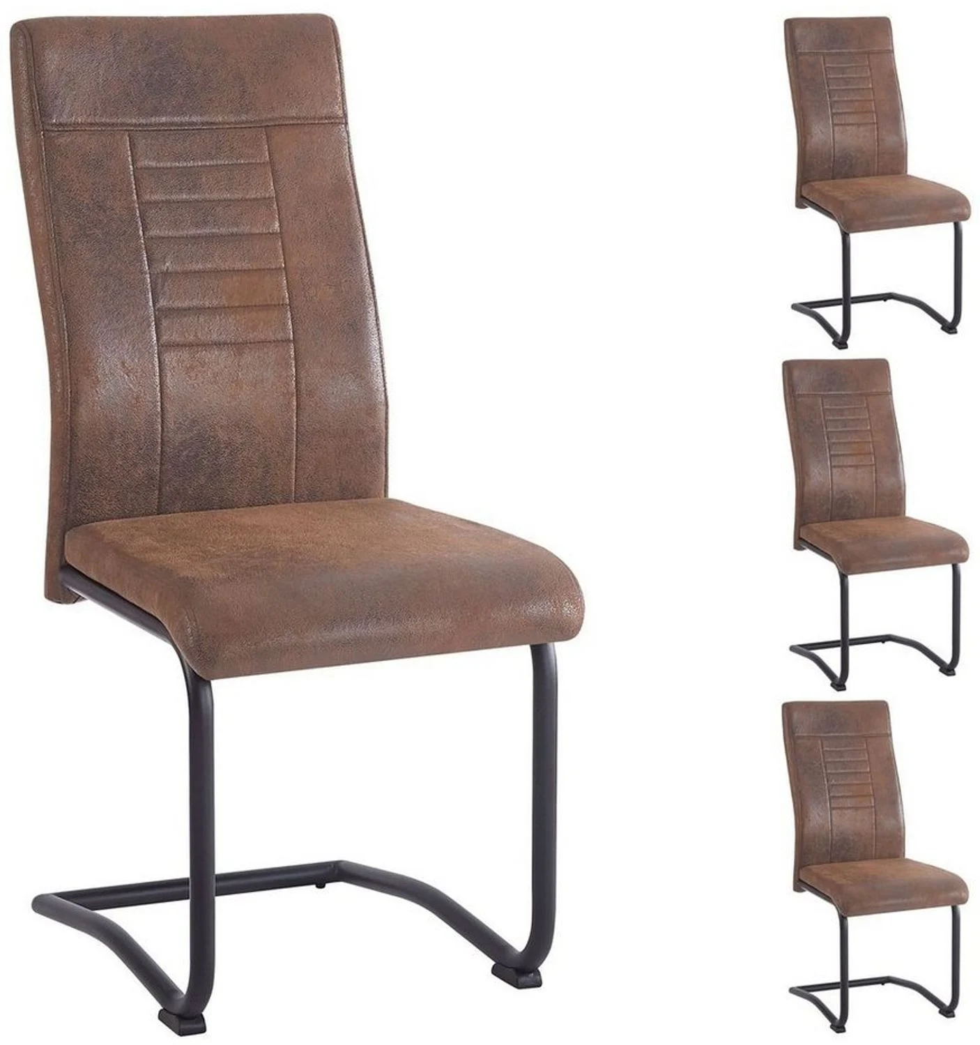 CARO-Möbel Esszimmerstuhl ALBA (4 St), Esszimmerstuhl 4er-Set mit Schwinggestell aus Metall Schwingstuhl Stof