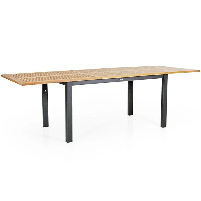 Lyon Esstisch 92x194-252 cm schwarz / Teak