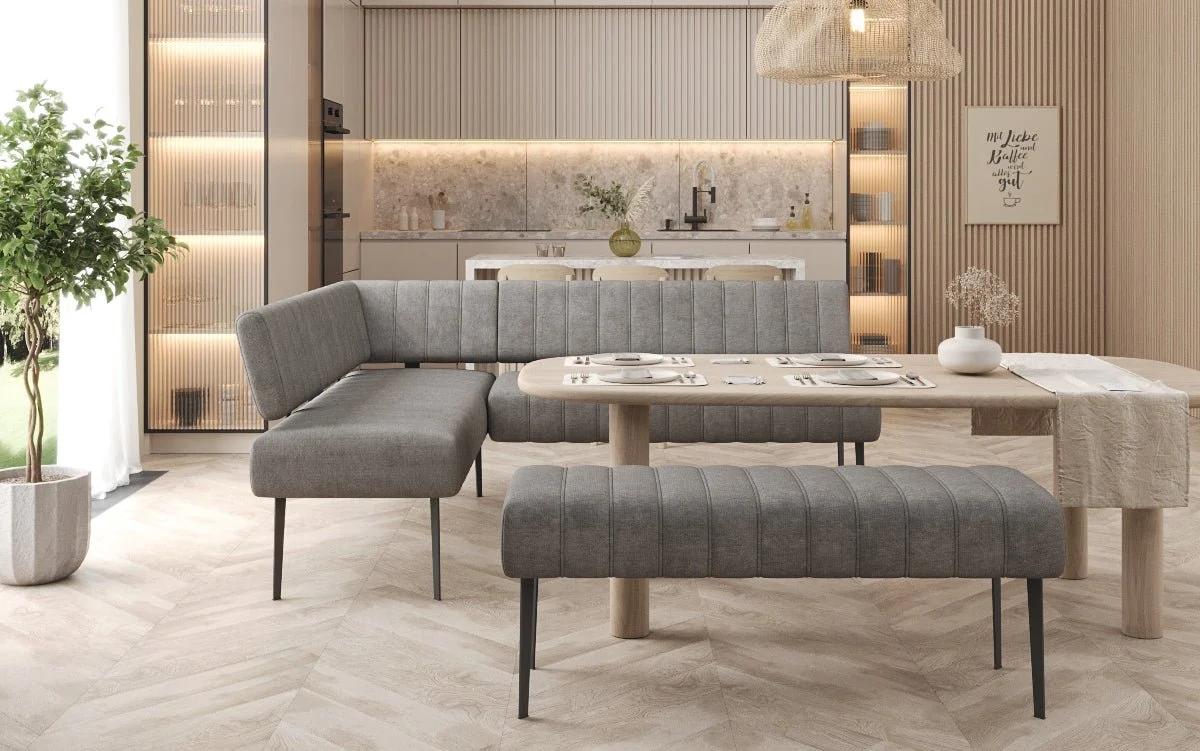 Essbank-Set Montero aus robustem Stoff mit Metallbeinen